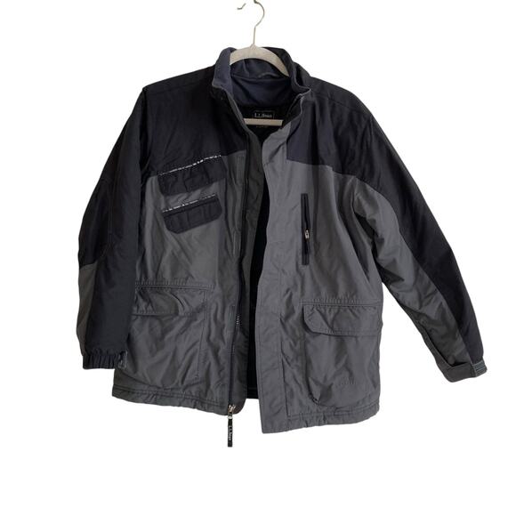 Y2K Youth LL Bean Two Tone Gray Thinsulate Nylon Full Zip Winter Coat Size 14/16 - Picture 2 of 16